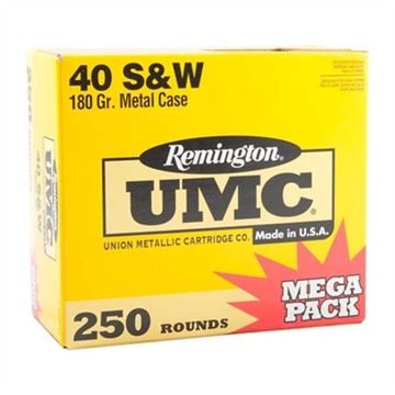 Picture of Remington 23779 UMC Mega Pack Pistol Ammo 40 S&W, MC, 180 Gr, 990 fps, 250 Rnd, Boxed