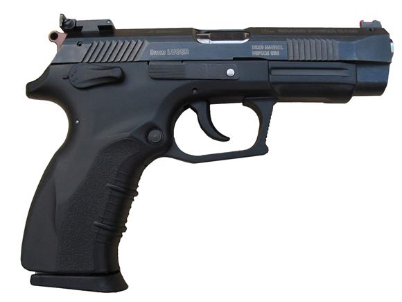 Picture of Grand Power K100 DA/SA Semi-Auto Pistol - 9x19mm Luger, 4.25" (108mm), Matte Black, 2x10rds, Polymer w/White Dot Front & Semi Adjustable Rear Sights, Ambidextrous Safety & Magazine Release, Mil Std 1913 Picatinny Rail