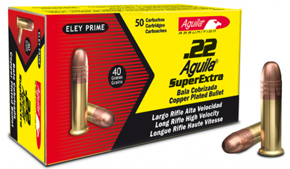 Picture of Aguila Rimfire Ammo - 22 LR, 40Gr, Copper Coated Lead, High Velocity, 1255fps, 2000rds Case