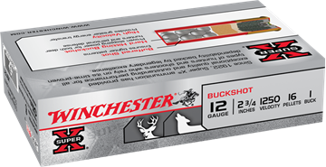 Picture of Winchester Super-X Buckshot Shotgun Ammo - 12Ga, 2-3/4", #1 Buck, 16 Pellets, 5rds Box, 1250fps