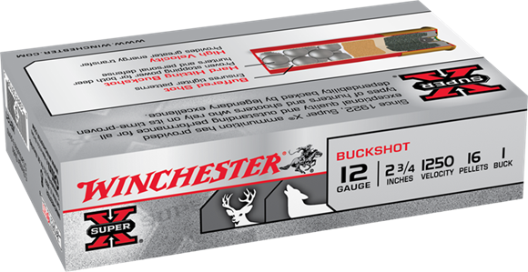 Picture of Winchester Super-X Buckshot Shotgun Ammo - 12Ga, 2-3/4", #1 Buck, 16 Pellets, 5rds Box, 1250fps