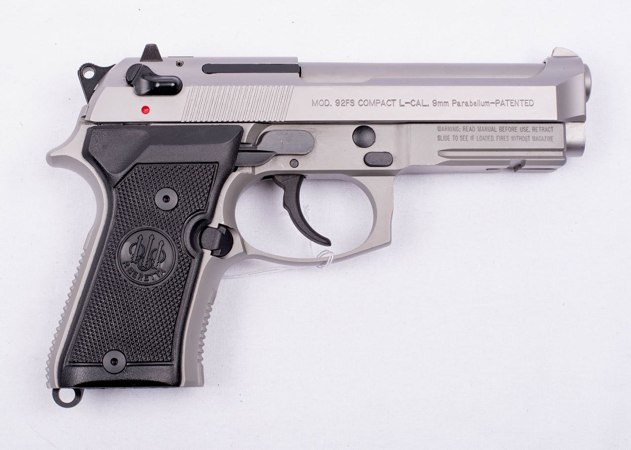 Used Beretta 92 Compact Semi Auto Pistol, 9mm, Inox Finish, 2x10rd Mags ...