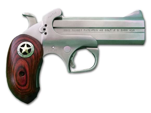 Picture of Bond Arms Snake Slayer IV Break Action Pistol - 45 LC/410, 4-1/4", Satin Polish Stainless Steel, Extended Custom Rosewood Grips, 2rds