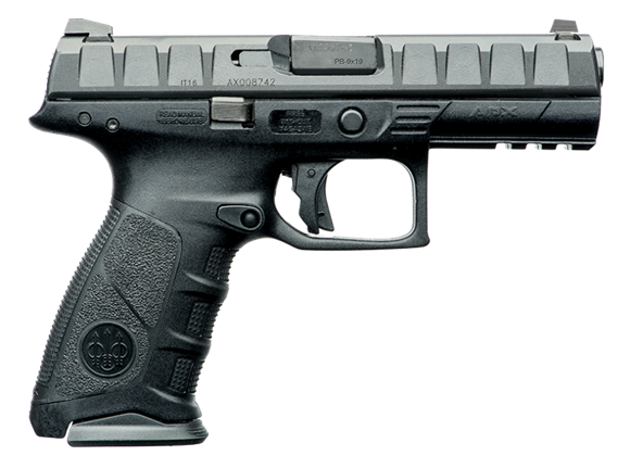 Picture of Beretta APX Semi Auto Striker Action Pistol - 9mm Luger, 4.9", Matte Black, 3 Dot Sight, 2x10rds, Black Polymer Frame