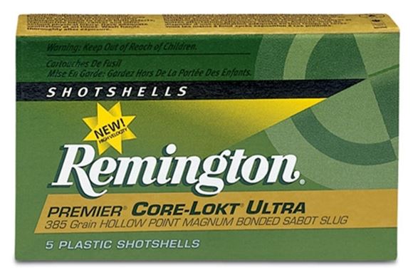 Picture of Remington Slugs, Premier Core-Lokt Ultra Bonded Sabot Slugs Shotgun Ammo - 12Ga, 2-3/4", MAX DE, 385Gr, CLHP, 5rds Box, 1900fps