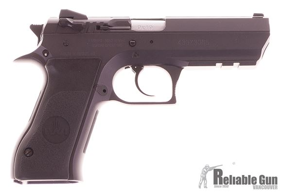 Picture of Used IWI Jericho 941 / Magnum Research Baby Eagle II DA/SA Semi-Auto Pistol - 9mm, 4.4", Black Oxide, Steel Frame & Slide, Plastic Grips, 3 Magazines, Combat Type White 3-Dot Fixed Sights, Original Box, Excellent Condition