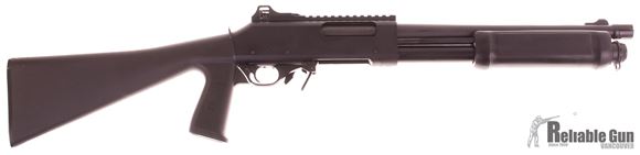 Picture of Used Brixia (Valtro) PM5 Pump Action Shotgun - 12Ga, 3", 14", Matte Black, Plastic Fixed Pistol Grip Stock, 1 Magazine, Ghost Ring Sights Very Good Condition