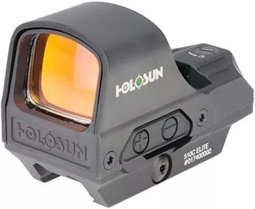 Picture of Holosun Reflex Sights - HE510C-GR Elite Reflex Optic, Black, 2 MOA Green Dot; 65 MOA Green Circle, 10 DL & 2 NV Compatible, MAO Housing Finish, Waterproof IP67, Quick Release Mount, CR2032, Up to 50,000 hrs