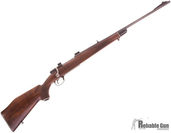 Picture of Used Husqvarna Crown Grade Bolt Action Rifle, 270 Win. Jeweled Bolt, Walnut Stock, Iron Sights, Weaver Bases, Good Condition