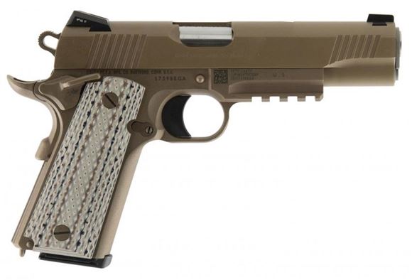 Picture of Colt 1911 Government W/ Rail Single Action Semi-Auto Pistol - 45 ACP, 5", FDE(Brown Ion Bond Finish), 2x7rds, 3-Dot Night Sights