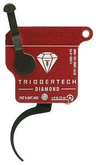 Picture of Trigger Tech, Remington 700 Trigger - Black Diamond Pro Clean Frictionless Trigger, Curved, Single Stage, 4-32 oz, PVD Black, Red Housing, No Bolt Release