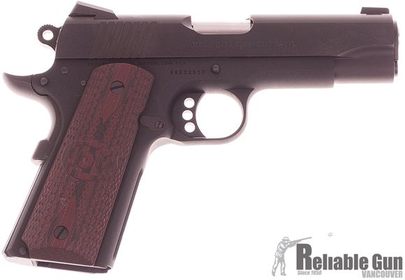 Picture of Used Colt 1911 Lightweight Commander Single Action Semi-Auto Pistol - 9mm , 4.25", Alloy Frame, Blued Steel Slide, Wood Grips, 2 Magazines, 3-Dot Sights, Original Box, New In Box Condition