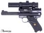 Picture of Used Ruger MK II Target Semi Auto Pistol, 22 LR, 5" Blued Bull Barrel, B-Square See-Through Mount, Tasco Red Dot, 4 Mags, Good Condition