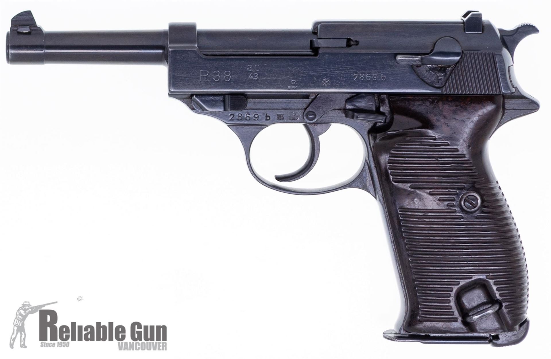 Used Walther P38 Semi Auto 9mm 1943 Mfg Re Blued Waffenampts Intact With British Proof 9611