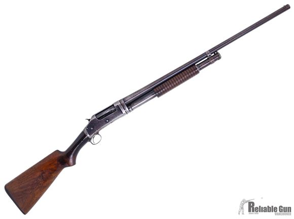 Picture of Used Winchester Model 1897 Pump Shotgun, 16-Gauge, 28'' Barrel Full Choke, Wood Stock Small Crack At Receiver, Fair Condition