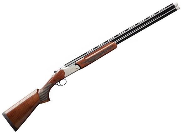 Picture of Charles Daly 202A Over/Under Shotgun - 20Ga, 3", 26", Blued, Aluminum Engraved Dog Scene Receiver, Checkered Walnut Stock, 2rds, Vented Rib, Fiber Optic Front Sight, Extended Mobil Chokes (SK,IC,M,IM,F)