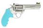 Picture of Ruger SP101 DA/SA Revolver - 357 Mag, 4.20", Satin Stainless, Stainless Steel, Light Blue Hogue Grip, 5rds, Fiber Optic Front & Adjustable Rear Sights, Original Box, Excellent Condition