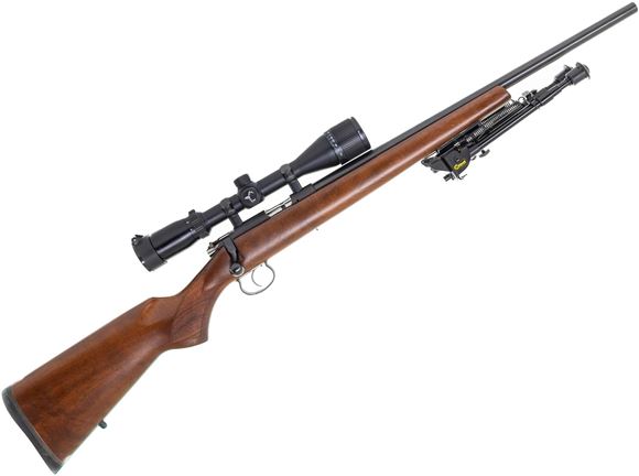 Picture of Used CZ 453 Varmint Bolt Action Rifle, 17 HMR, Bushnell XLT 4-12 AO, Walnut Stock, Bi-pod, 1 Mag, Good Condition