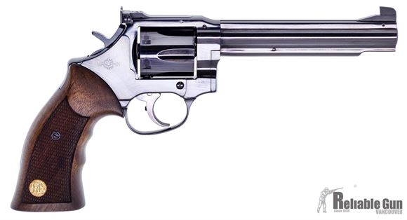 Picture of Used Manurhin MR73 Sport Revolver, 357 Mag, 6'' Barrel, Adjustable Rear Partridge Front, Checkered Wood Grips, Made In France, Very Good Condition