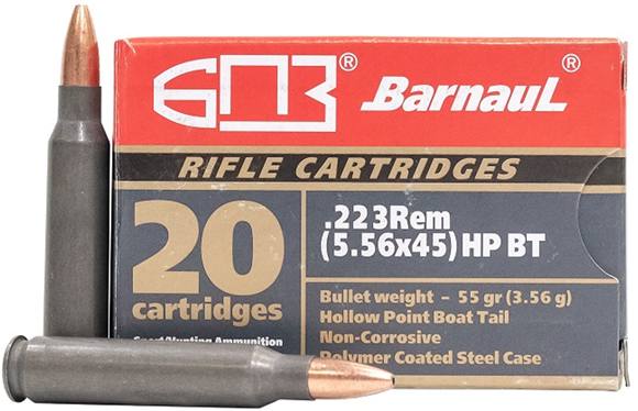 Picture of BarnauL Rifle Ammo - 223 Rem (5.56x45mm), 62Gr, HP, Lacquered Steel Case, Non-Corrosive, 500rds Case