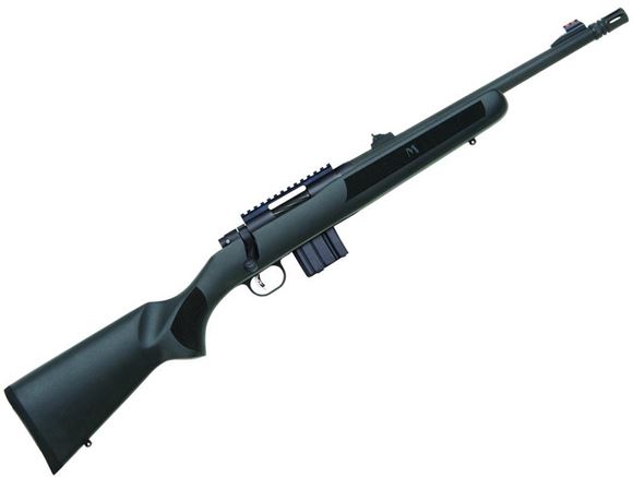 Picture of Mossberg MVP Series MVP Patrol Bolt Action Rifle - 5.56mm NATO, 16.25", Matte Blue, Medium Bull Barrel, Threaded w/Sight, Black Textured Stock, 5rds, Fiber Optic Front & Adjustable Rifle Rear Sights, LBA Adjustable Trigger