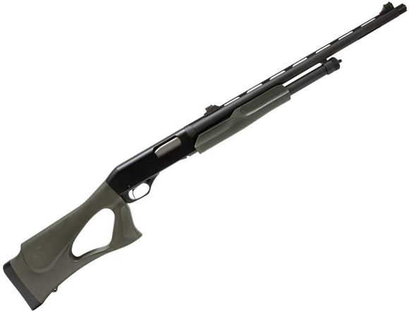 Picture of Stevens/Savage 320 Thumbhole Turkey Pump Action Shotgun - 20 Gauge, 3", 22" Barrel, Matte Black, OD Green Synthetic Stock & Forearm, 5+1 rnd