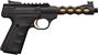 Picture of Browning Buck Mark Plus Vision Rimfire Semi-Auto Pistol - 22 LR, 5-7/8", Anodized Black, Gold Cerakote Barrel, Diamond Barrel Sleeve Cuts, UFX Overmolded Grips, 10rds, White Outline Pro Rear Sight & Truglo Fiber Optic Front Sight, Threaded Muzzle, Picati