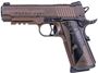 Picture of SIG SAUER 1911 Spartan II Carry SAO Semi-Auto Pistol - 45 ACP, 4.2", Distressed Bronze Finish, Spartan Grips, 2x8rds, SIGLITE Sights, M1913 Rail, Molon Labe Engraved Slide "Come and Take Them", Spartan Helmet Top of Slide Engraving, Flared Magwell