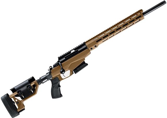 Picture of Tikka T3X Tactical A1, Bolt Action Rifle - 308 Win, 24", Coyote Brown, Semi-Heavy Contour, Threaded, Modular Chassis W/ 13.5� M-LOK Fore-End & Folding Stock w/Adjustable Cheek Piece, Full Aluminum Bedding,10rds, Full length Optic Rail