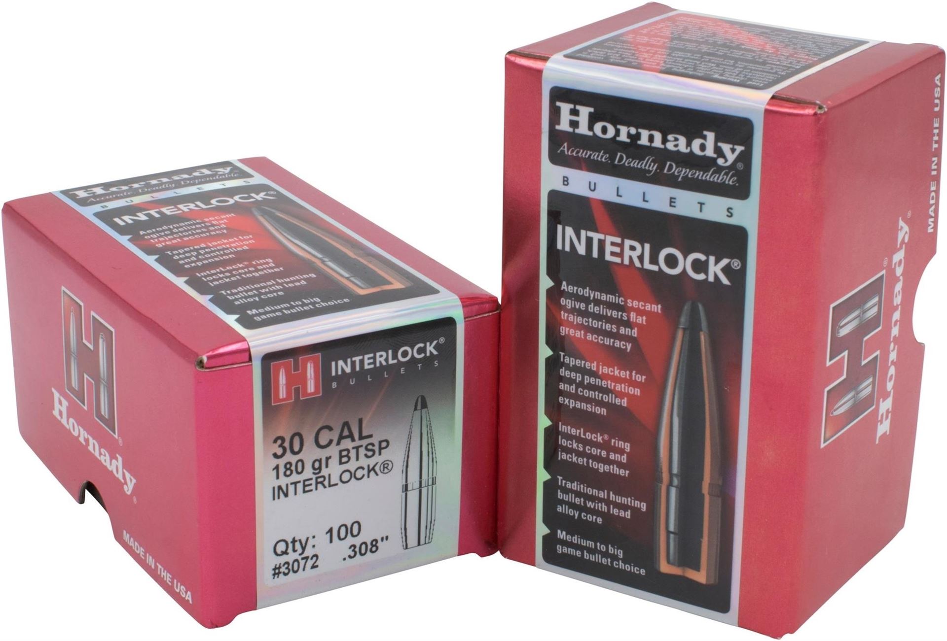 Hornady Rifle Bullets Interlock 30 Caliber 308 180gr Interlock