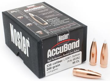 Picture of Nosler Bullets, AccuBond - 338 Caliber (.338"), 200Gr, Spitzer, 50ct Box