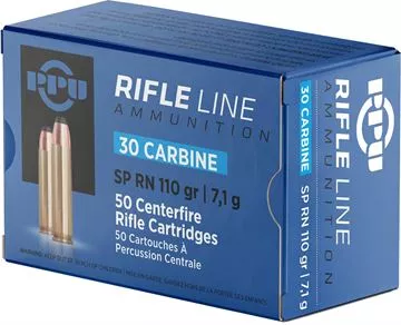 Picture of Prvi Partizan (PPU) Rifle Ammo - 30 Carbine, 110gr, SP, 20rds Box