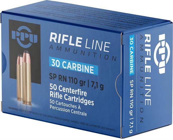 Picture of Prvi Partizan (PPU) Rifle Ammo - 30 Carbine, 110gr, SP, 20rds Box