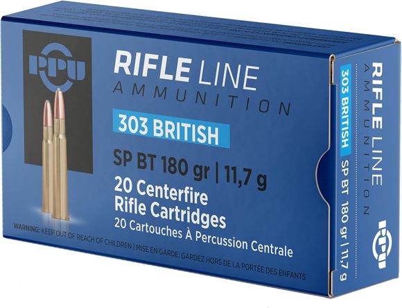 Picture of PPU PP303S2 Rifle Ammo 303 British SP, 180 Gr, 20 Rnd