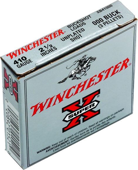 Picture of Winchester Super-X Shotgun Ammo - 410 Bore, 2-1/2", #000 Buck, 3 Pellets, 1300 fps, 5rds Box