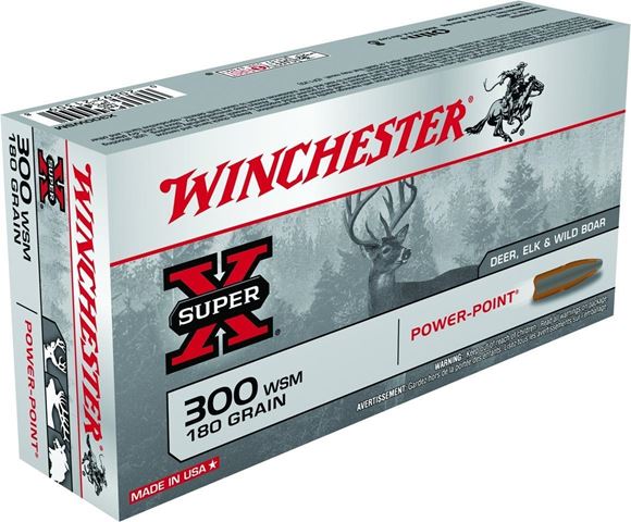 Picture of Winchester Super-X Power-Point Rifle Ammo - 300 WSM, 180Gr, Power-Point, 20rds Box, 2860fps