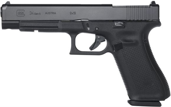 Picture of Glock 34 Gen4 MOS  Safe Action Semi-Auto Pistol - 9mm, 5.31", Black, 3x10rds, Adjustable Sight w/Modular Optic System Configuration, 4.5lb