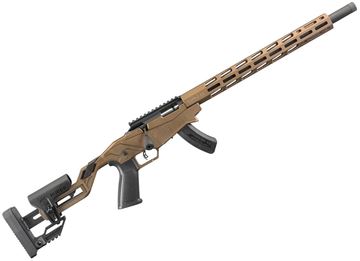 Picture of Ruger Precision Rimfire Bolt Action Rifle - 22 LR, 18", Cold Hammer Forged 1137 Alloy Steel Heavy Barrel, 1/2"-28 Threaded, Burnt Bronze Cerakote, Molded One-Piece Chassis, 15" Free Float Aluminum M-Lok Handguard, 10rds