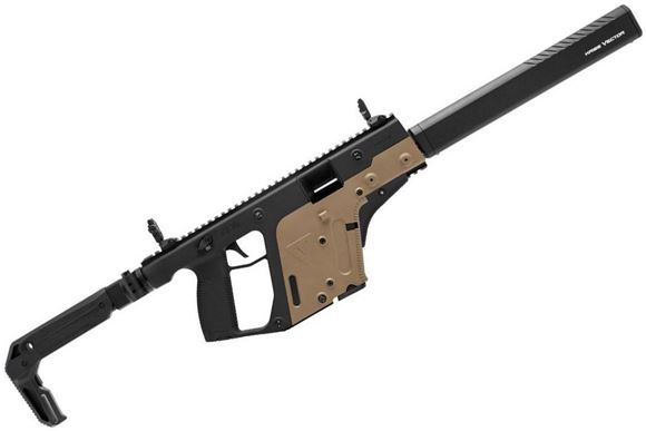 Picture of KRISS Vector CRB Semi-Auto Rimfire Rifle - 22 LR, 16", w/Square Enhanced Black Shroud, Two Tone (FDE Lower & Black Upper), Adjustable Folding Stock, Kriss Sloped Foregrip, 10rds, Front Flip up Sight & Rear Sights