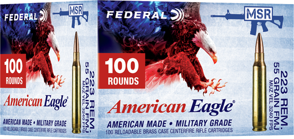 Picture of Federal American Eagle Rifle Ammo - 223 Rem, 55Gr, FMJBT, 100rds Value Pack, AR223