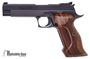 Picture of Used Sig Sauer P210 Target Single Action Semi Auto Pistol - 9mm Luger, 5", Black, 2x8rds, Walnut Target Grip, Adjustable Rear Sight, Original Box, Made In USA, Excellent Condition