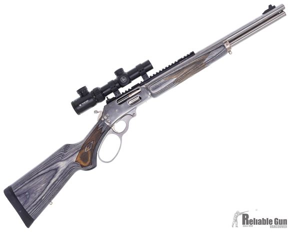 Picture of Used Marlin 1895SBL Lever Action Rifle, 45-70 Govt, 18.5" Stainless Barrel and Receiver, Full XS Sight Rail, Big Loop, Vortex Crossfire II 1-4x24mm, Grey Laminate Stock, Very Good Condition