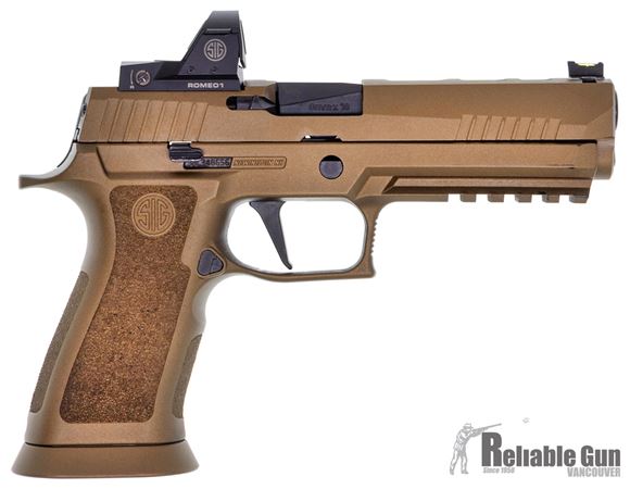 Picture of Used SIG SAUER P320 X-Five Striker Action Semi-Auto Pistol - 9mm, 5", Fiber Optic Front Sight, Romeo1 Red Dot, Cerakote Burnt Bronze, 4 Magazines, Original Box, Very Good Condition