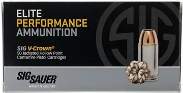 Picture of Sig Sauer Elite Performance Handgun Ammo - 45 Auto, 230Gr, V-Crown JHP, 50rds Box