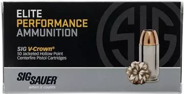 Picture of Sig Sauer Elite Performance Handgun Ammo - 45 Auto, 230Gr, V-Crown JHP, 50rds Box