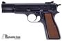 Picture of Used Browning Hi-Power Standard Single Action Semi-Auto Pistol - 9mm, 4-5/8", Matte, Polished Blued, Select Walnut Grips, 2x10rds, White Dot Front & Adjustable White Dot Rear Sights, Excellent Condition