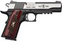 Picture of Browning 1911-380 Black Label Medallion Pro Single Action Semi-Auto Pistol - 380 ACP, 4-1/4", Blacked Slide w/ Polished Flats, Matte Black Composite Frame With Rail, Checkered Rosewood Grip Panels, 8rds, 3 Dot Sights, Ambi Safety