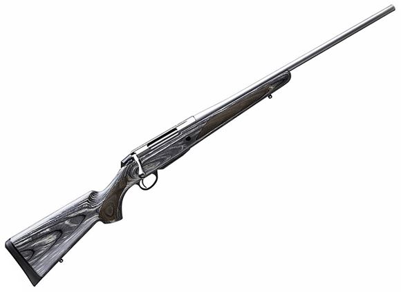 Picture of Tikka T3X Laminated Stainless Bolt Action Rifle - 7mm Rem Mag, 24.3", Stainless Steel, Cold Hammer Forged Light Hunting Contour Barrel, Matte Grey Lacquered Laminated Hardwood Stock, 3rds, No Sight, 2-4lb Adjustable Trigger