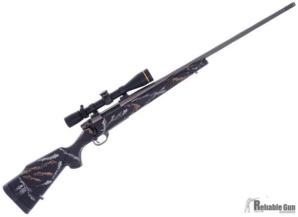 Picture of Used Weatherby Vanguard, Bolt Action Rifle, Meat Eater Special Edition, 308 Win, 24'' Spiral Fluted Barrel w/Brake, Synthetic Stock, Leupold VX-3HD 4.5-14x40 CDS, Excellent Condition