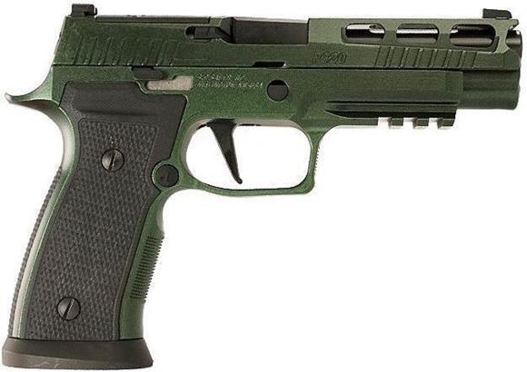 Picture of SIG SAUER P320 AXG PRO Striker Action Semi-Auto Pistol - 9mm, 4.7", Nitron Stainless Steel, AXG Aluminum Grip Module With G10 Grip Panels, X-RAY 3 Sights, Picatinny Rail, 2x10rds, Romeo1 PRO Optic Ready, Green Metallic Cerakote